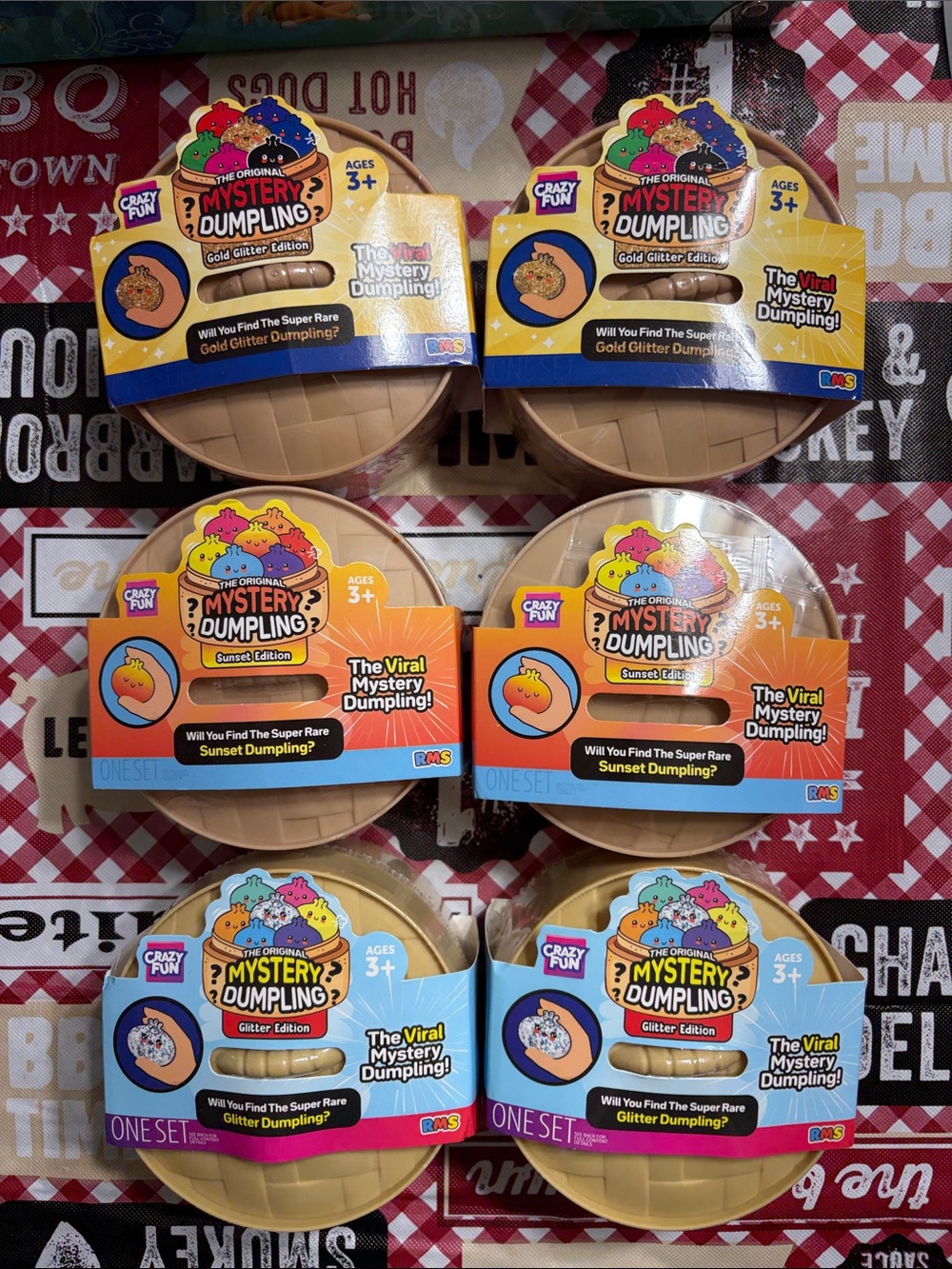 6 Mystery Squishy Dumpling Assorted Colors Sensory Toy Pack